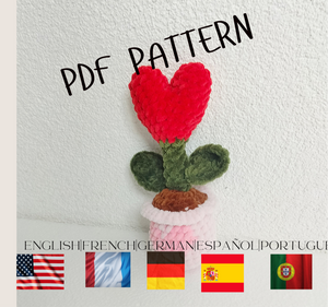 Crochet  Flower Plant in Pot Pattern, Flower Pot Crochet Pattern Amigurumi Tutorial PDF  US English, German, Spanish,French &Portuguese