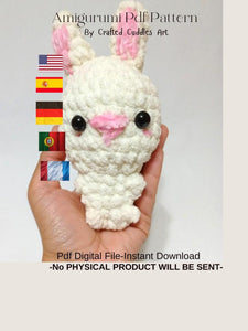 Rabbit Crochet Amigurumi Pattern PDF in 5 Languages US English,German, Spanish,French and Portuguese, Rabbit Crochet Pattern