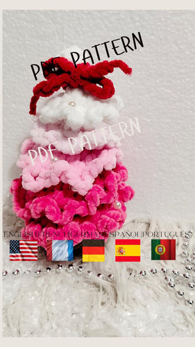 Pink Christmas Tree Crochet Pattern in PDF in PDF US English, German, Spanish,French and Portuguese,ChristmasTree CrochetPattern,