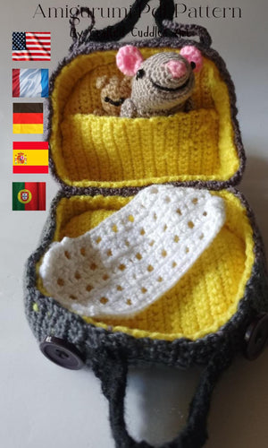 Mouse in a Suitcase Crochet Pattern Amigurumi Tutorial PDF